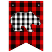 赤い樵の格子縞くまのハッピーバースデーのパーティー バンティングフラッグ (第1の旗)