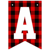 赤い樵の格子縞くまのハッピーバースデーのパーティー バンティングフラッグ (第3の旗)