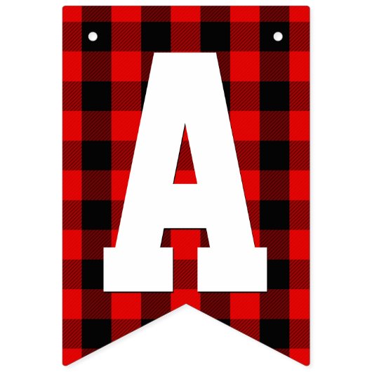 赤い樵の格子縞くまのハッピーバースデーのパーティー バンティングフラッグ (第3の旗)