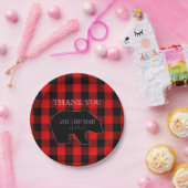 赤い樵の格子縞|の森林男の子のベビーシャワー ペーパープレート (パーティー)