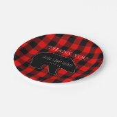 赤い樵の格子縞|の森林男の子のベビーシャワー ペーパープレート (アングル)