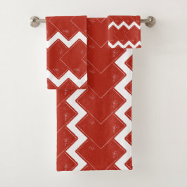赤い正方形のデッキ バスタオルセット
