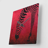 赤い正方形の壁の時計に縞模様 スクエア壁時計 (傾斜)