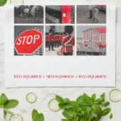 赤い正方形 キッチンタオル (折り畳み)