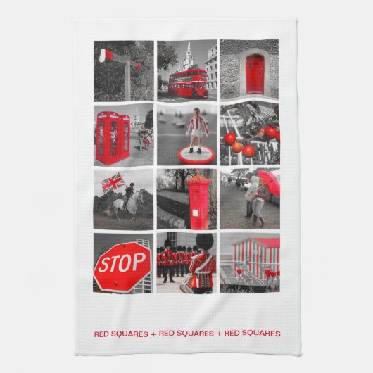 赤い正方形 キッチンタオル (縦)