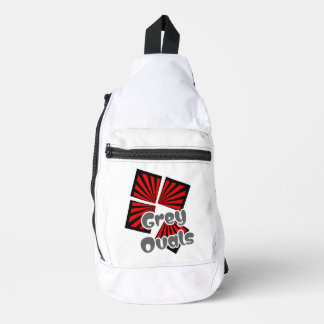 赤い正方形(ビームとグレーの楕円の文字) スリングバッグ