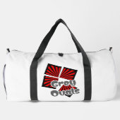 赤い正方形(ビームとグレーの楕円の文字) ダッフルバッグ (裏面)