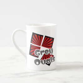 赤い正方形(ビームとグレーの楕円の文字) ボーンチャイナマグカップ