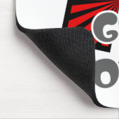 赤い正方形(ビームとグレーの楕円の文字) マウスパッド (コーナー)