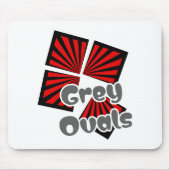 赤い正方形(ビームとグレーの楕円の文字) マウスパッド (正面)