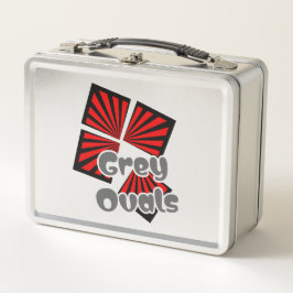 赤い正方形(ビームとグレーの楕円の文字) メタルランチボックス