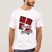 赤い正方形(ビームとグレーの楕円の文字) Tシャツ (正面)