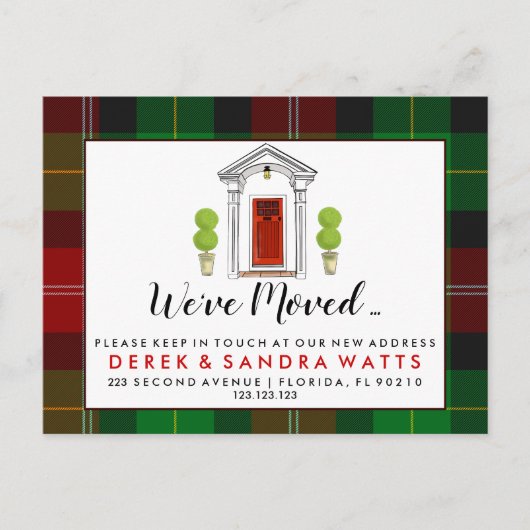 赤い正面ドアのアドレスの変更を移動しましたスコット 案内ポストカード (正面)