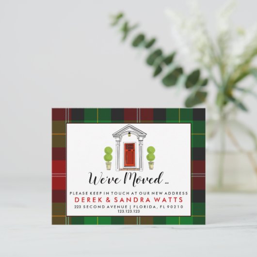 赤い正面ドアのアドレスの変更を移動しましたスコット 案内ポストカード (スタンド正面)