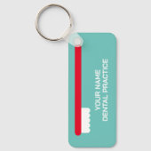 赤い歯ブラシロゴ付き歯科医のキーチェーン キーホルダー (正面)