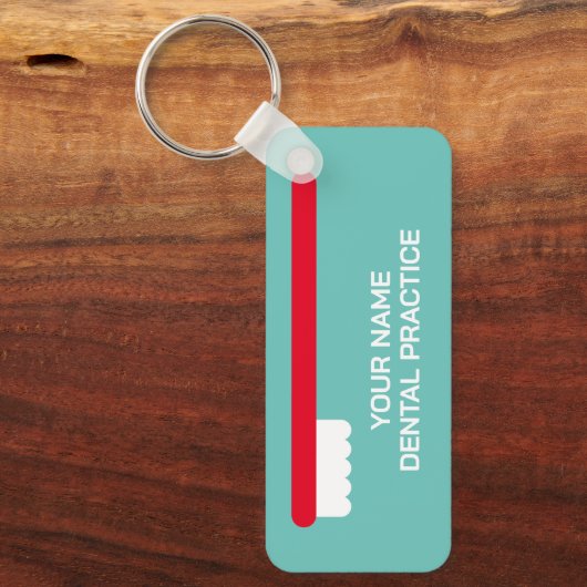 赤い歯ブラシロゴ付き歯科医のキーチェーン キーホルダー (正面)