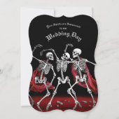 赤い死の踊りスケルトンゴシックの結婚式の招待 (正面)