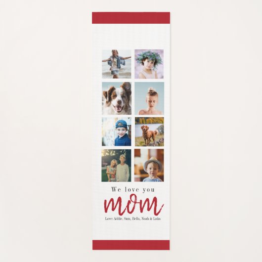 赤い母の日のギフト写真コラージュ母 ヨガマット (正面)