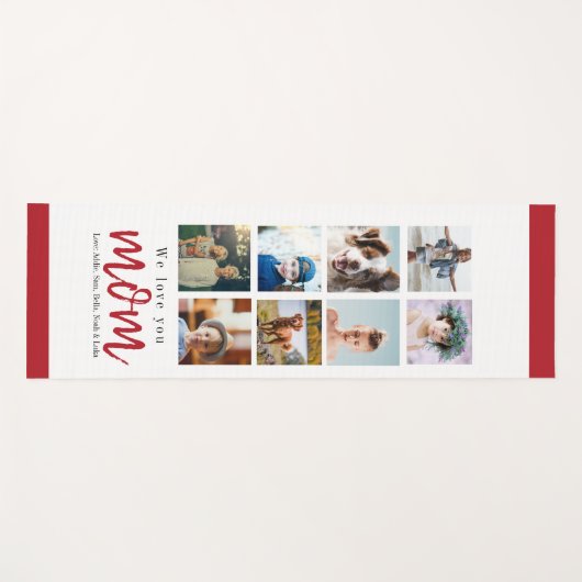 赤い母の日のギフト写真コラージュ母 ヨガマット (正面(横))
