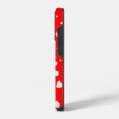 赤い毒キノコのドットパターン  iPhoneケース (左側面)