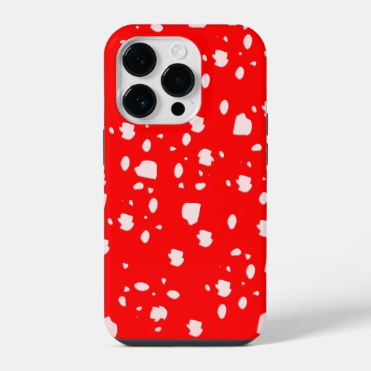 赤い毒キノコのドットパターン  iPhoneケース (裏面)