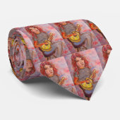 赤い毛およびウクレレを持つ女の子 ネクタイ (ロール)