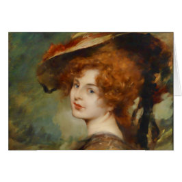 赤い毛および帽子を持つSchmutzlerの女性