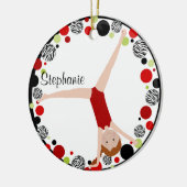 赤い毛の体育専門家の赤く、黒い及び緑のパーソナライズ セラミックオーナメント (左)