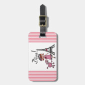 赤い毛の花型女性歌手 ラゲッジタグ (正面縦)