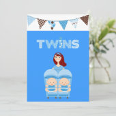 赤い毛二重悩みの双生児の男の子の招待状 招待状 (スタンド正面)