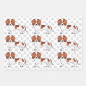 赤い毛短いダッシュント犬のパターンと前足 ラッピングペーパーシート (正面2)