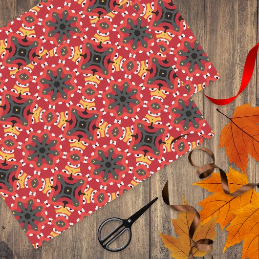 赤い民族宝東洋アラベスクモザイクパターン 薄葉紙