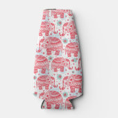 赤い民族象の模様 ボトルクーラー (正面)