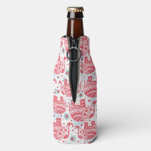 赤い民族象の模様 ボトルクーラー (ボトル裏面)