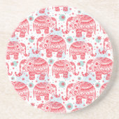 赤い民族象パターン コースター (正面)