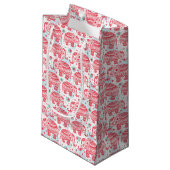 赤い民族象パターン スモールペーパーバッグ (正面アングル)