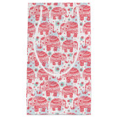 赤い民族象パターン スモールペーパーバッグ (正面)