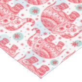 赤い民族象パターン テーブルクロス (アングル)