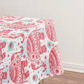 赤い民族象パターン テーブルクロス (インサイチュ)