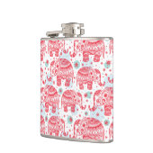 赤い民族象パターン フラスク (左)