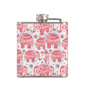 赤い民族象パターン フラスク (裏面)