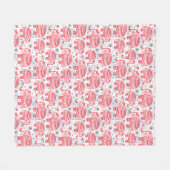 赤い民族象パターン フリースブランケット (正面(横))