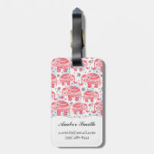 赤い民族象パターン ラゲッジタグ (裏面縦)