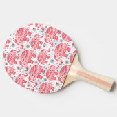 赤い民族象パターン 卓球ラケット (横)