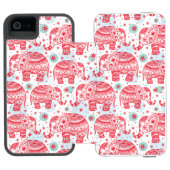 赤い民族象パターン INCIPIO iPhoneウォレットケース (フォリオ Open)