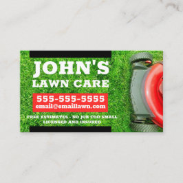 赤い気に芝刈り機付きのローン名刺 名刺