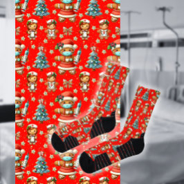 赤い気まぐれなクリスマスのジンジャーブレッドガール看護師 ソックス