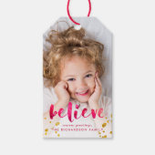 赤い水の色と金ゴールド 信じ |写真 ギフトタグ (正面)