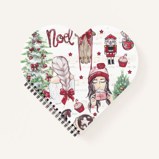 赤い水の色のクリスマスの要素 ノートブック (正面)