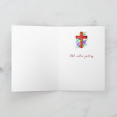 赤い水の色のクロスと花カスタムイースター シーズンカード (内部)